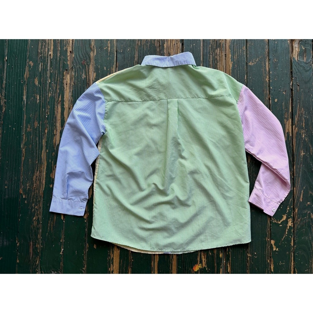 Seasty Womens Colorblock Striped Button Down Shirt Pastel m color block - Picture 3 of 7